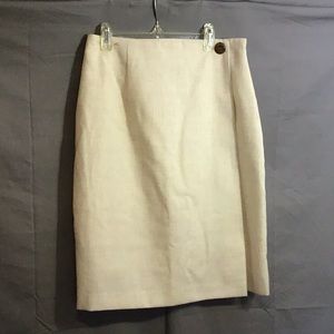 NO BRAND TAG … Faux Wrap Skirt w/zipper in back  sz 8  beige & brn